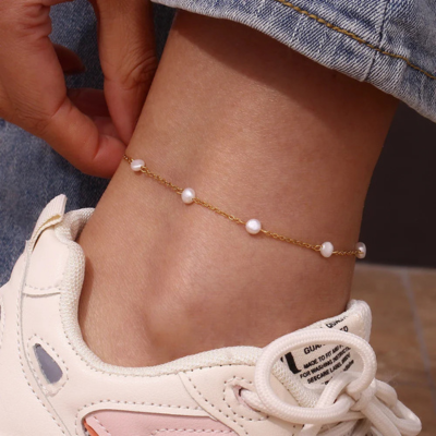 CALI Braccialetto alla Caviglia con Perle | Oro