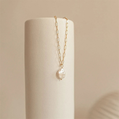 KOS Collana Paperclip in Oro con Perla
