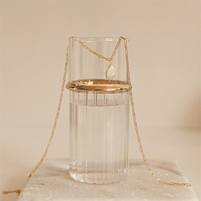 KOS Collana Paperclip in Oro con Perla
