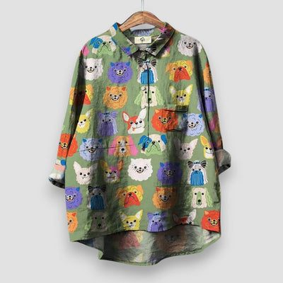 Kathrin | Camicia da donna con stampa di cani