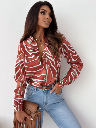 Monika | Blusa da donna ordinata con stampa in satin