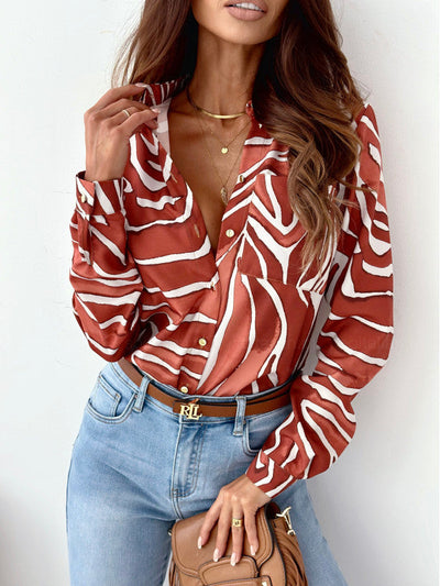 Monika | Blusa da donna ordinata con stampa in satin