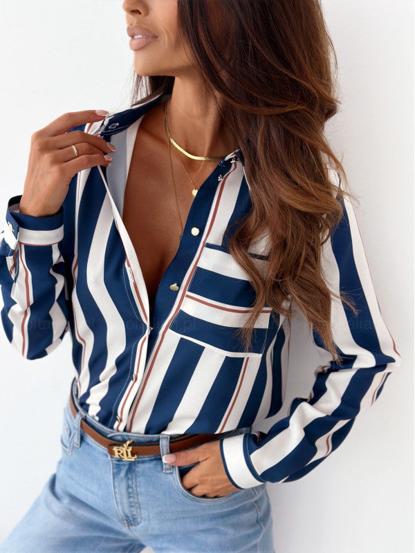 Monika | Blusa da donna ordinata con stampa in satin