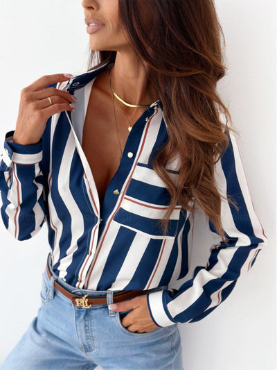 Monika | Blusa da donna ordinata con stampa in satin