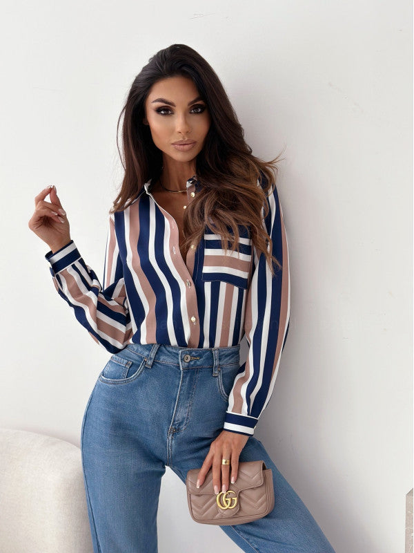 Monika | Blusa da donna ordinata con stampa in satin
