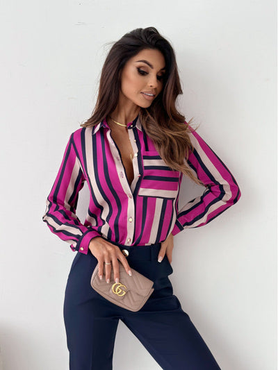 Monika | Blusa da donna ordinata con stampa in satin