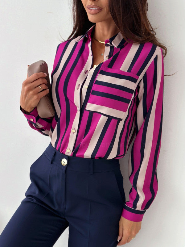 Monika | Blusa da donna ordinata con stampa in satin