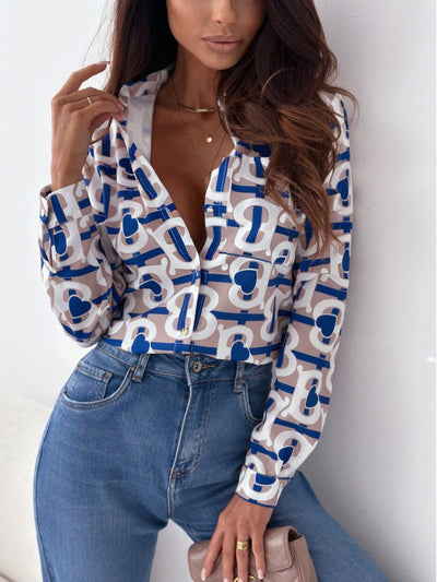 Monika | Blusa da donna ordinata con stampa in satin