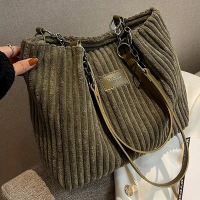 Samantha | Borsa Tote in Velluto a Coste per Donna