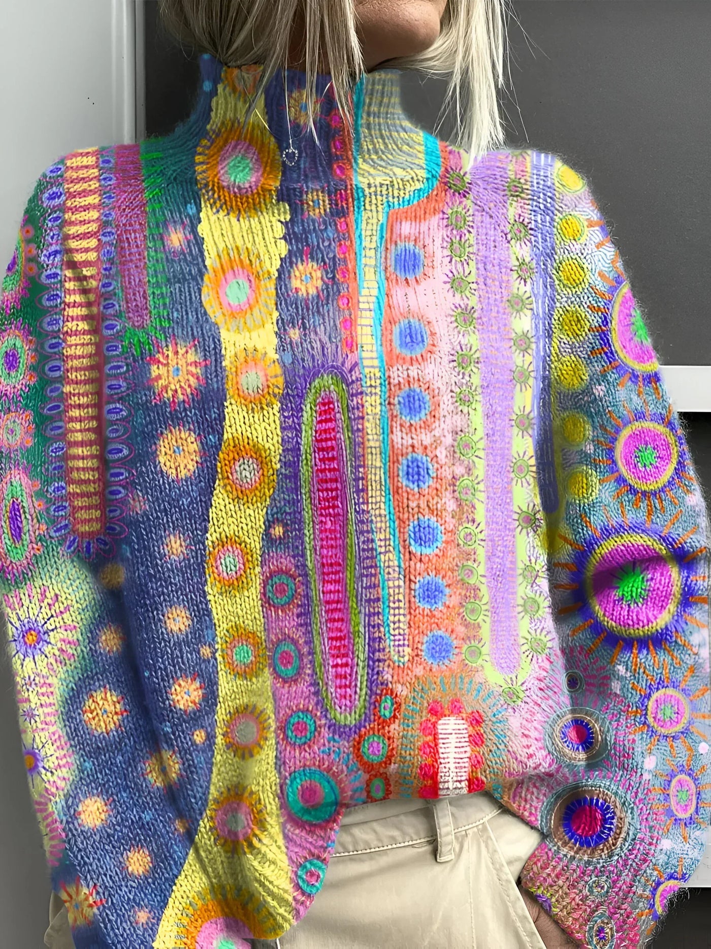 Daphne - Maglione in maglia con collo alto colorato