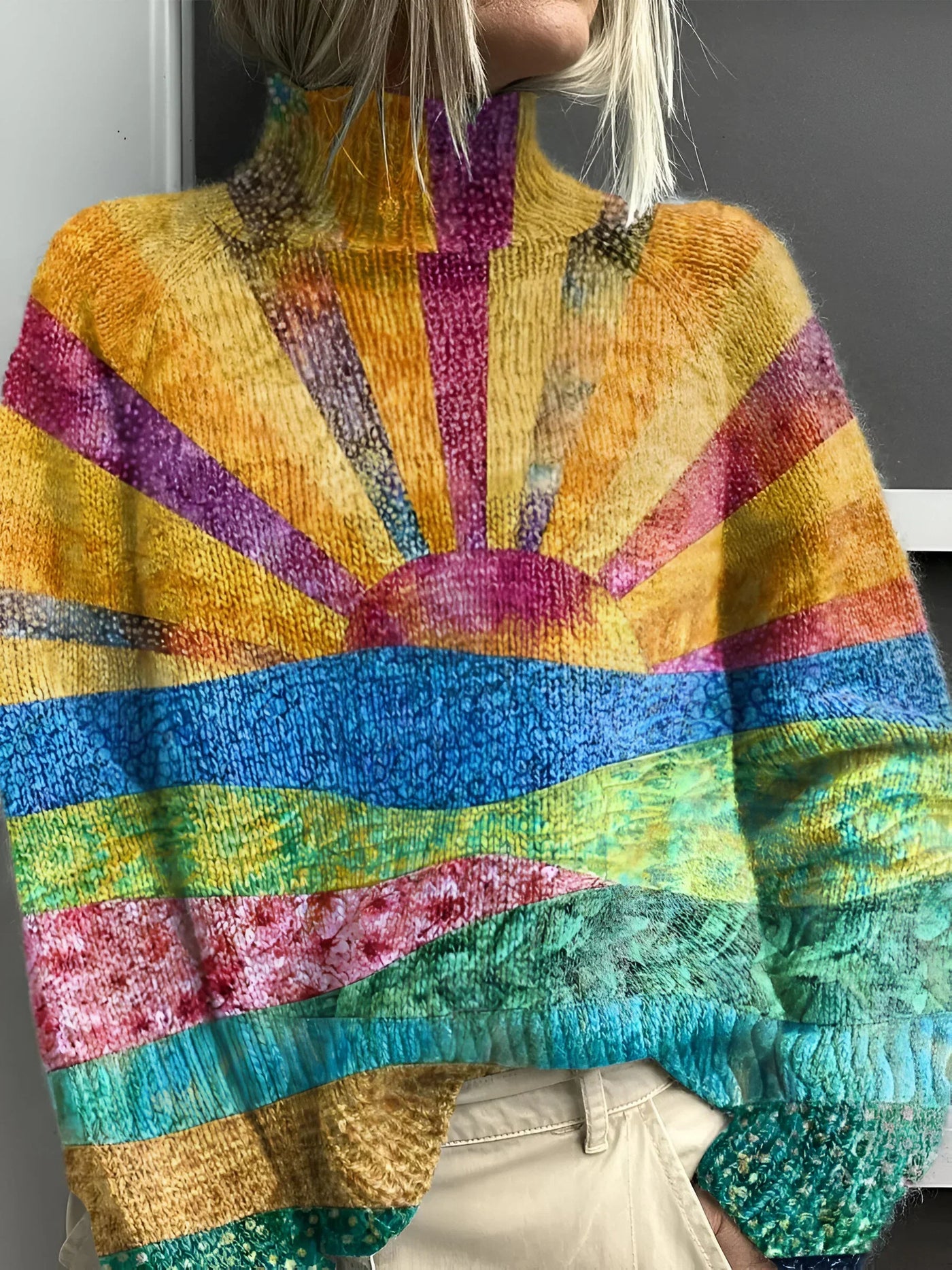 Noortje - Maglione Collo Alto Colorato e Allegro