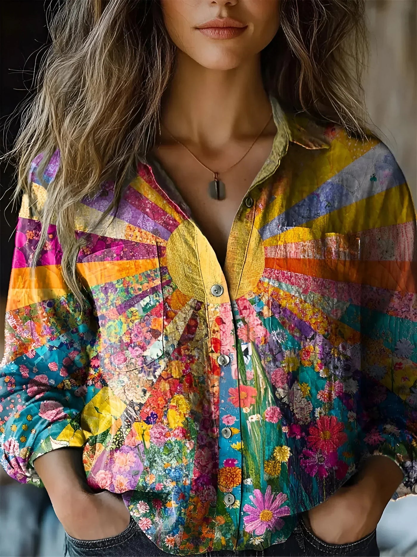 Tineke - Blusa radiosa di girasoli