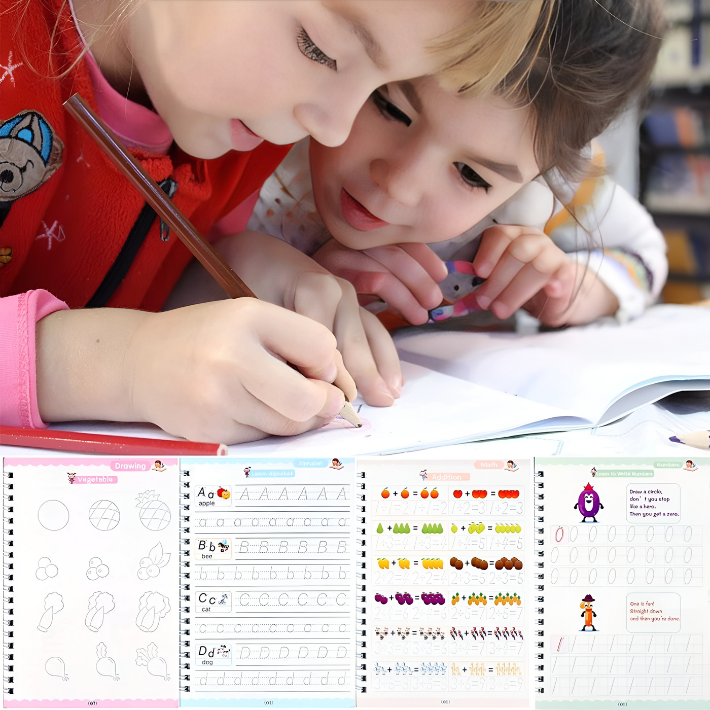MagicWrite - Set di libretti di tracciamento riutilizzabili (4 libretti + 1 penna + 10 ricariche)