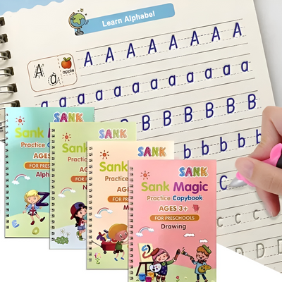 MagicWrite - Set di libretti di tracciamento riutilizzabili (4 libretti + 1 penna + 10 ricariche)