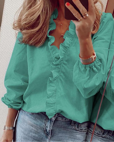Jennifer | Bluse con Rouches e Scollatura a V