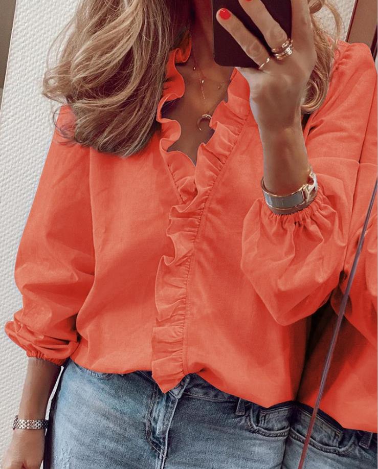 Jennifer | Bluse con Rouches e Scollatura a V